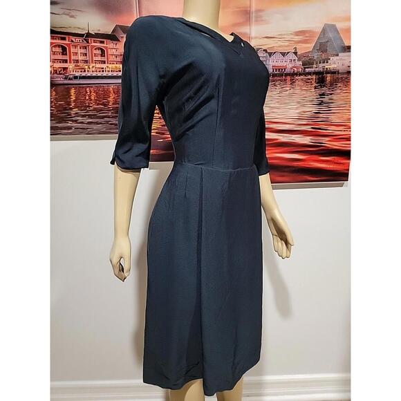BUCHHOLZ NY Vintage Navy Blue Women's Dress Rare Neckline Size M ? #C - Picture 4 of 10
